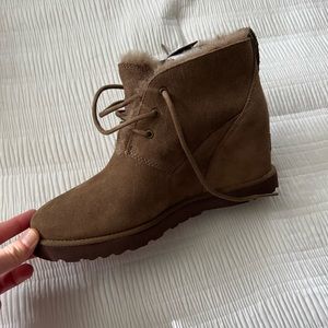 Brand new, in box, UGG women’s Classic Femme Shearling Lace Bootie.